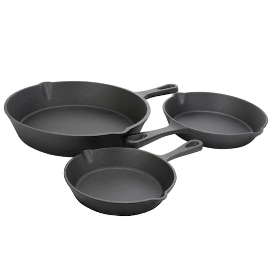 Gibson Home® Addlestone 3-Piece Pre-Seasoned Cast Iron Skillet Set in Black | Michaels®